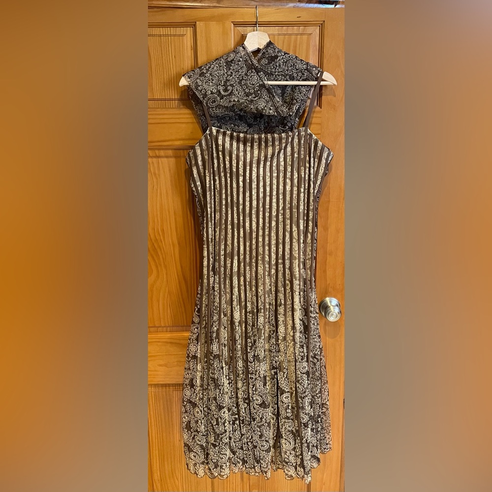Satin and Paisley Dress with Scarf